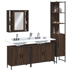 Set de muebles de baño 4 pzas madera contrachapada marrón roble de , Muebles de baño - Ref: Foro24-3214754, Precio: 272,06 €,...