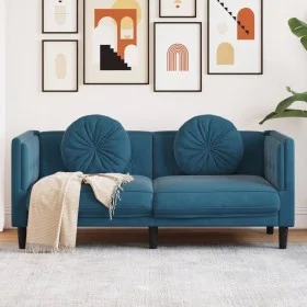 2 seater blue velvet sofa with cushions by , Sofas - Ref: Foro24-372640, Price: 243,13 €, Discount: %