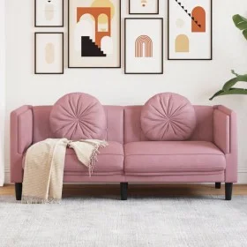 2-Sitzer-Sofa aus rosafarbenem Samt mit Kissen von , Sofas - Ref: Foro24-372635, Preis: 237,57 €, Rabatt: %