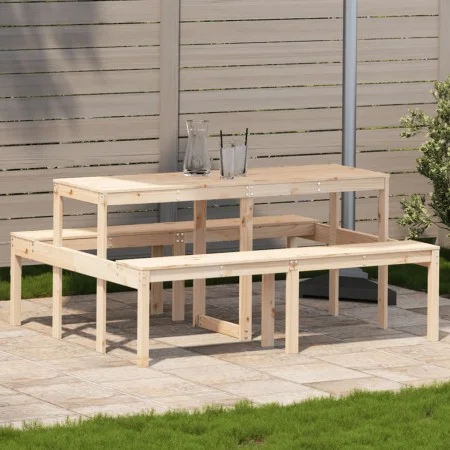 Solid pine wood picnic table 160x134x75 cm by , Garden tables - Ref: Foro24-832562, Price: 153,23 €, Discount: %