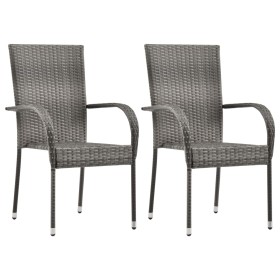 Stackable garden chairs 2 units gray synthetic rattan by vidaXL, Garden chairs - Ref: Foro24-46464, Price: 106,82 €, Discount: %