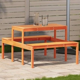 Picnic table solid wax brown pine wood 110x134x75 cm by , Garden tables - Ref: Foro24-844647, Price: 101,95 €, Discount: %