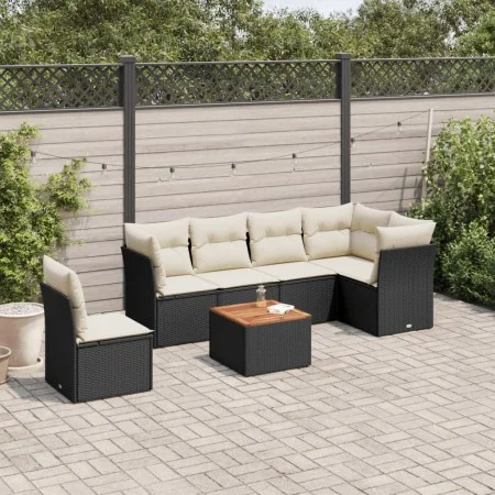 7-piece garden dining set and black synthetic rattan cushions by , Garden sets - Ref: Foro24-3255993, Price: 408,12 €, Discou...