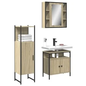 Set de muebles de baño 3 pzas madera contrachapada roble sonoma de , Muebles de baño - Ref: Foro24-3214756, Precio: 186,73 €,...