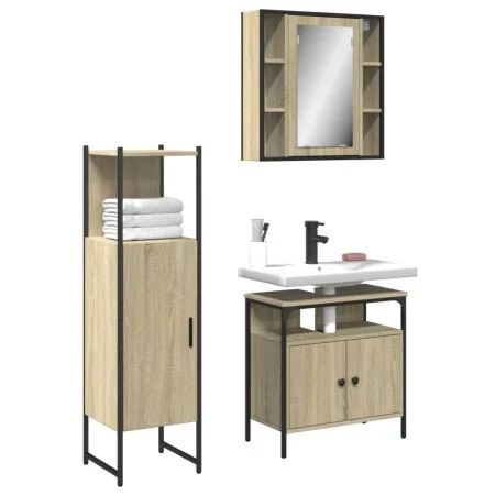 Sonoma oak plywood 3-piece bathroom furniture set by , Bathroom furniture - Ref: Foro24-3214756, Price: 194,10 €, Discount: %