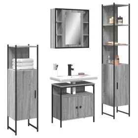 4-teiliges Badezimmerschrank-Set aus grauem Sonoma-Sperrholz von , Badezimmermöbel - Ref: Foro24-3214768, Preis: 251,46 €, Ra...