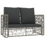 Set de muebles de jardín 2 pzas y cojines ratán sintético gris