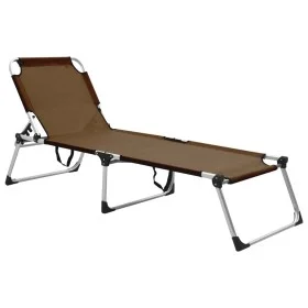 Brown aluminum folding extra high senior lounger by vidaXL, Loungers - Ref: Foro24-47916, Price: 175,03 €, Discount: %