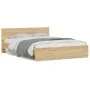 Sonoma oak bed frame with headboard and LED lights 150x200 cm by , Beds and slatted bases - Ref: Foro24-3207604, Price: 180,1...