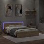 Bettgestell aus Sonoma-Eiche mit Kopfteil und LED-Leuchten, 150 x 200 cm von , Betten und Lattenroste - Ref: Foro24-3207604, ...