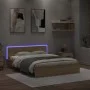 Sonoma oak bed frame with headboard and LED lights 150x200 cm by , Beds and slatted bases - Ref: Foro24-3207604, Price: 180,1...