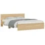 Sonoma oak bed frame with headboard and LED lights 150x200 cm by , Beds and slatted bases - Ref: Foro24-3207604, Price: 180,1...