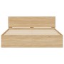 Sonoma oak bed frame with headboard and LED lights 150x200 cm by , Beds and slatted bases - Ref: Foro24-3207604, Price: 182,9...