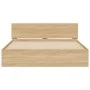 Sonoma oak bed frame with headboard and LED lights 150x200 cm by , Beds and slatted bases - Ref: Foro24-3207604, Price: 180,1...