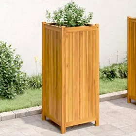 Planter with solid acacia wood lining 42x42x100 cm by , Pots and planters - Ref: Foro24-366438, Price: 107,81 €, Discount: %