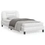 Bed frame with LED lights white synthetic leather 90x200 cm by , Beds and slatted bases - Ref: Foro24-3213907, Price: 173,51 ...