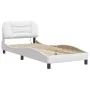 Bed frame with LED lights white synthetic leather 90x200 cm by , Beds and slatted bases - Ref: Foro24-3213907, Price: 173,51 ...