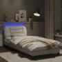Bed frame with LED lights white synthetic leather 90x200 cm by , Beds and slatted bases - Ref: Foro24-3213907, Price: 173,51 ...