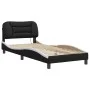 Bed frame with LED synthetic leather black white 90x200 cm by , Beds and slatted bases - Ref: Foro24-3213911, Price: 170,88 €...