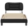 Bed frame with LED synthetic leather black white 90x200 cm by , Beds and slatted bases - Ref: Foro24-3213911, Price: 170,88 €...