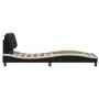 Bed frame with LED synthetic leather black white 90x200 cm by , Beds and slatted bases - Ref: Foro24-3213911, Price: 170,88 €...