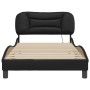 Bed frame with LED lights black synthetic leather 100x200 cm by , Beds and slatted bases - Ref: Foro24-3213913, Price: 140,90...