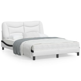 Bed frame with LED black white synthetic leather 120x200 cm by , Beds and slatted bases - Ref: Foro24-3213926, Price: 219,52 ...