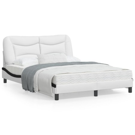 Bed frame with LED black white synthetic leather 120x200 cm by , Beds and slatted bases - Ref: Foro24-3213926, Price: 219,52 ...