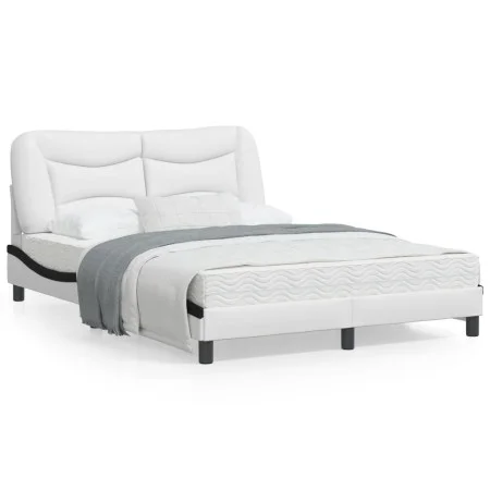 Bed frame with LED black white synthetic leather 120x200 cm by , Beds and slatted bases - Ref: Foro24-3213926, Price: 220,80 ...