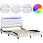 Bed frame with LED black white synthetic leather 120x200 cm by , Beds and slatted bases - Ref: Foro24-3213926, Price: 220,80 ...
