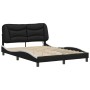 Bed frame with LED lights, black and white synthetic leather, 140x200 cm. by , Beds and slatted bases - Ref: Foro24-3213939, ...