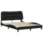 Bed frame with LED lights, black and white synthetic leather, 140x200 cm. by , Beds and slatted bases - Ref: Foro24-3213939, ...