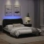 Bed frame with LED lights, black and white synthetic leather, 140x200 cm. by , Beds and slatted bases - Ref: Foro24-3213939, ...