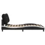 Bed frame with LED lights, black and white synthetic leather, 140x200 cm. by , Beds and slatted bases - Ref: Foro24-3213939, ...
