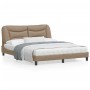 Bed frame with LED lights cappuccino PE leather 160x200 cm by , Beds and slatted bases - Ref: Foro24-3213945, Price: 267,17 €...