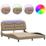Bed frame with LED lights cappuccino PE leather 160x200 cm by , Beds and slatted bases - Ref: Foro24-3213945, Price: 267,17 €...