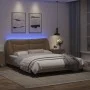 Bed frame with LED lights cappuccino PE leather 160x200 cm by , Beds and slatted bases - Ref: Foro24-3213945, Price: 248,40 €...