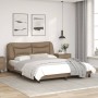 Bed frame with LED lights cappuccino PE leather 160x200 cm by , Beds and slatted bases - Ref: Foro24-3213945, Price: 267,17 €...