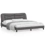 Estructura de cama con luz LED cuero sintético gris 180x200 cm de , Camas y somieres - Ref: Foro24-3213951, Precio: 262,78 €,...