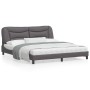 Estructura de cama con luz LED cuero sintético gris 180x200 cm de , Camas y somieres - Ref: Foro24-3213951, Precio: 270,13 €,...