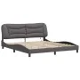 Estructura de cama con luz LED cuero sintético gris 180x200 cm de , Camas y somieres - Ref: Foro24-3213951, Precio: 262,78 €,...