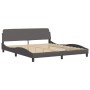 Estructura de cama con luz LED cuero sintético gris 180x200 cm de , Camas y somieres - Ref: Foro24-3213951, Precio: 270,13 €,...