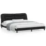 Bed frame with LED light PE leather black white 180x200 cm by , Beds and slatted bases - Ref: Foro24-3213953, Price: 264,92 €...