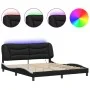 Bed frame with LED light PE leather black white 180x200 cm by , Beds and slatted bases - Ref: Foro24-3213953, Price: 264,92 €...