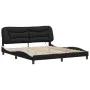 Bed frame with LED light PE leather black white 180x200 cm by , Beds and slatted bases - Ref: Foro24-3213953, Price: 264,92 €...