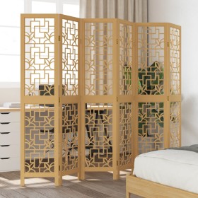 Biombo separador de 6 paneles madera maciza paulownia marrón de , Divisores de ambientes - Ref: Foro24-358874, Precio: 110,19...