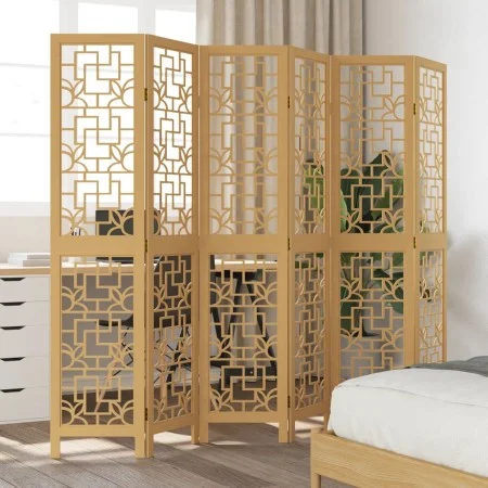 6-panel partition screen solid paulownia wood brown by , Room dividers - Ref: Foro24-358874, Price: 108,85 €, Discount: %