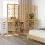 Biombo separador de 6 paneles madera maciza paulownia marrón de , Divisores de ambientes - Ref: Foro24-358874, Precio: 119,62...