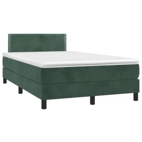 Box spring bed with mattress and LED dark green velvet 120x190cm by , Beds and slatted bases - Ref: Foro24-3270150, Price: 39...