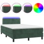 Box spring bed with mattress and LED dark green velvet 120x190cm by , Beds and slatted bases - Ref: Foro24-3270150, Price: 36...